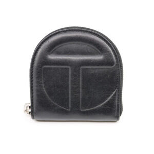 B0 Authentic TELFAR Black 100% Leather Logo Embossed Billfold Wallet $144